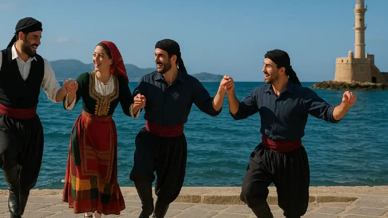 Greek dance performances with traditional elements