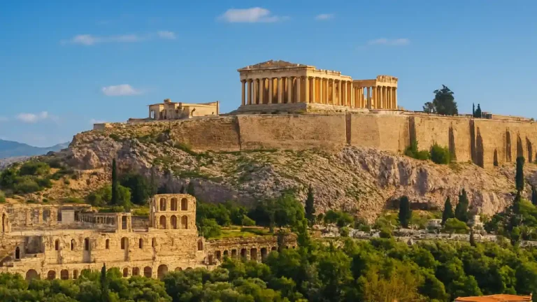 Panoramic view of the Acropolis of Athens during a sunny day