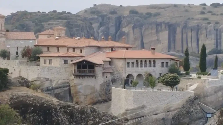 Stone monasteries of Meteora built on rocky formations near Kalambaka, Greece, visited on a self-guided tour