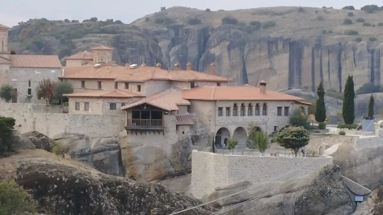 Stone monasteries of Meteora built on rocky formations near Kalambaka, Greece, visited on a self-guided tour
